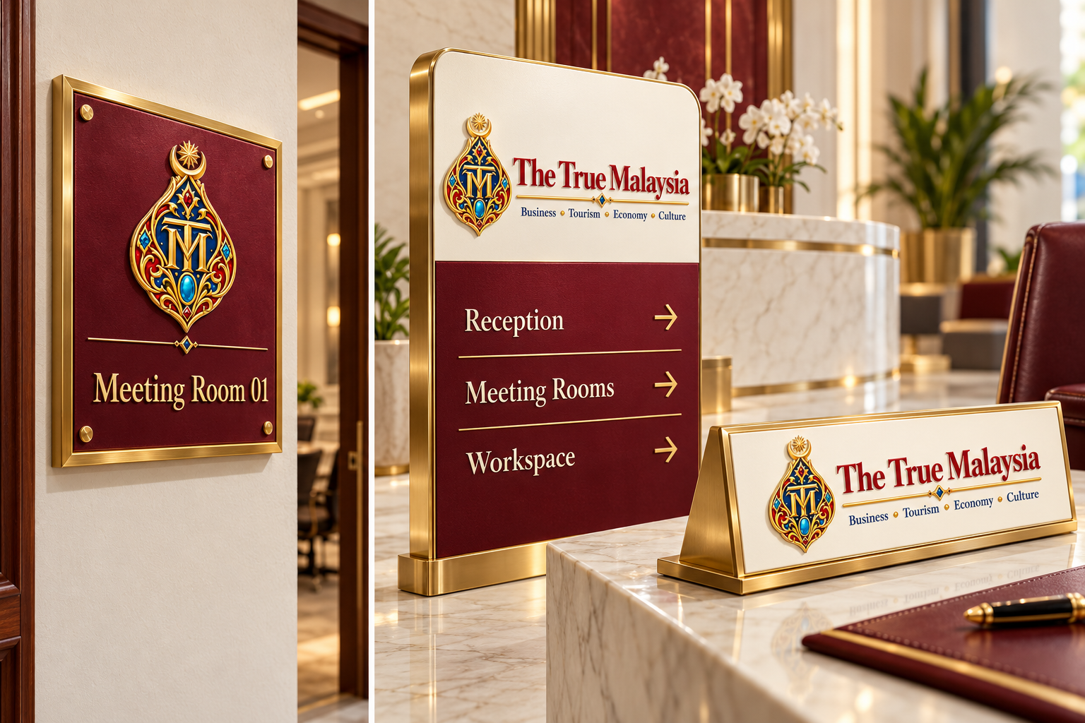 Proposed office signage and wayfinding panels.