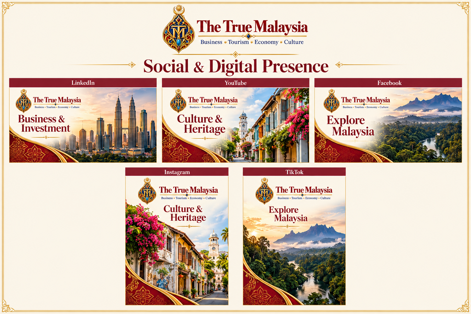 Proposed social media post and profile layouts.