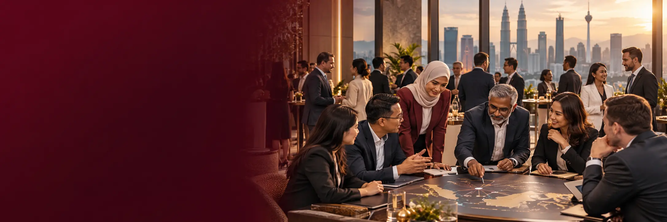 Malaysian and international business leaders collaborating at a Kuala Lumpur network forum