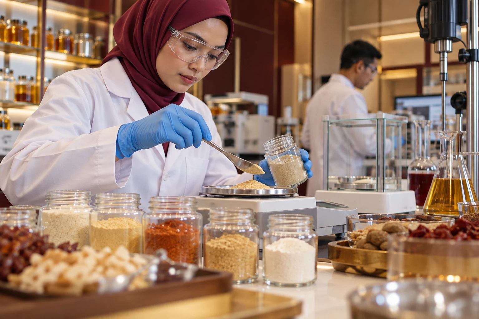 Editorial illustration of halal ingredients