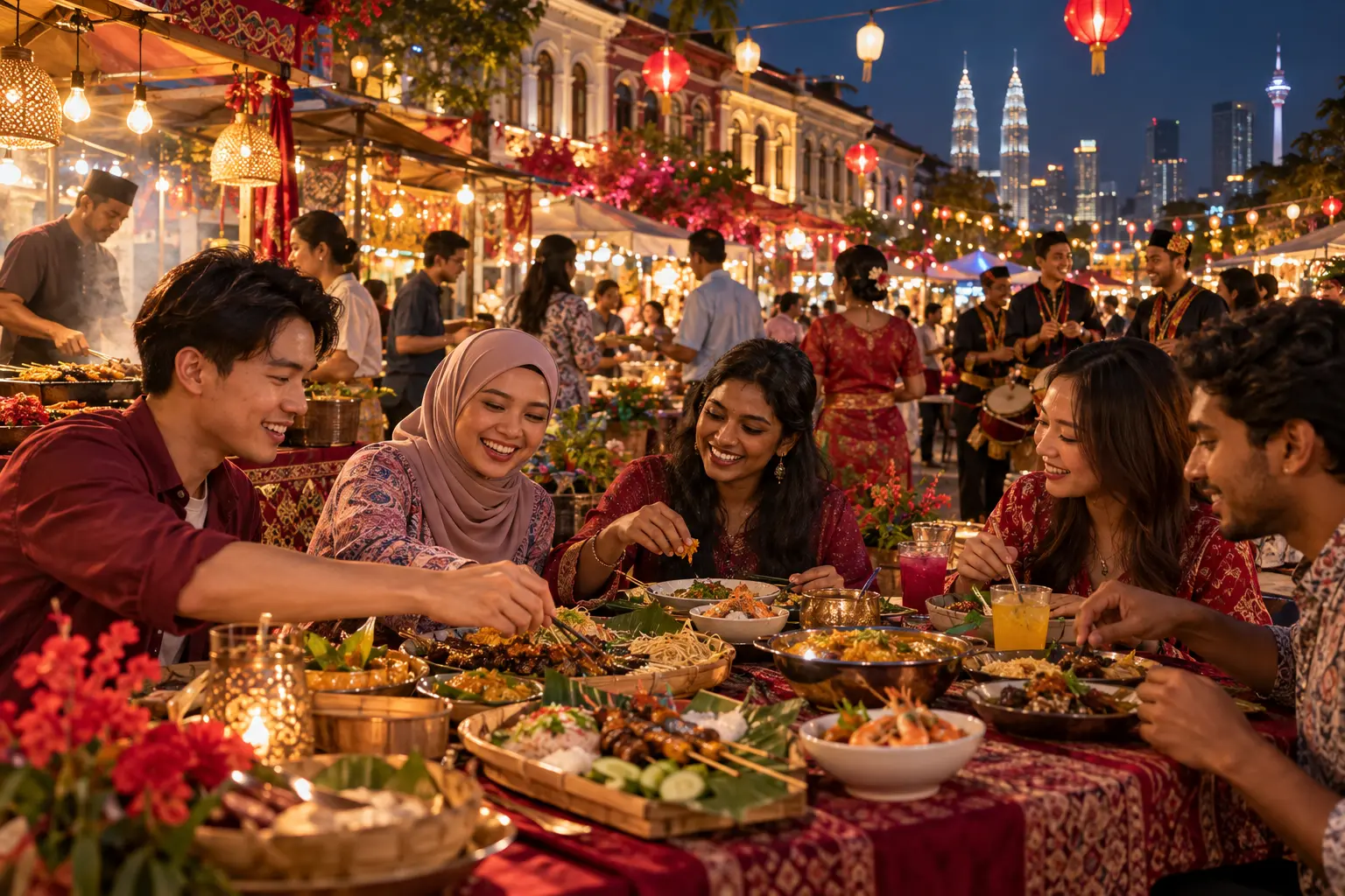 Malaysian food, culture and festival scene representing life beyond tourism