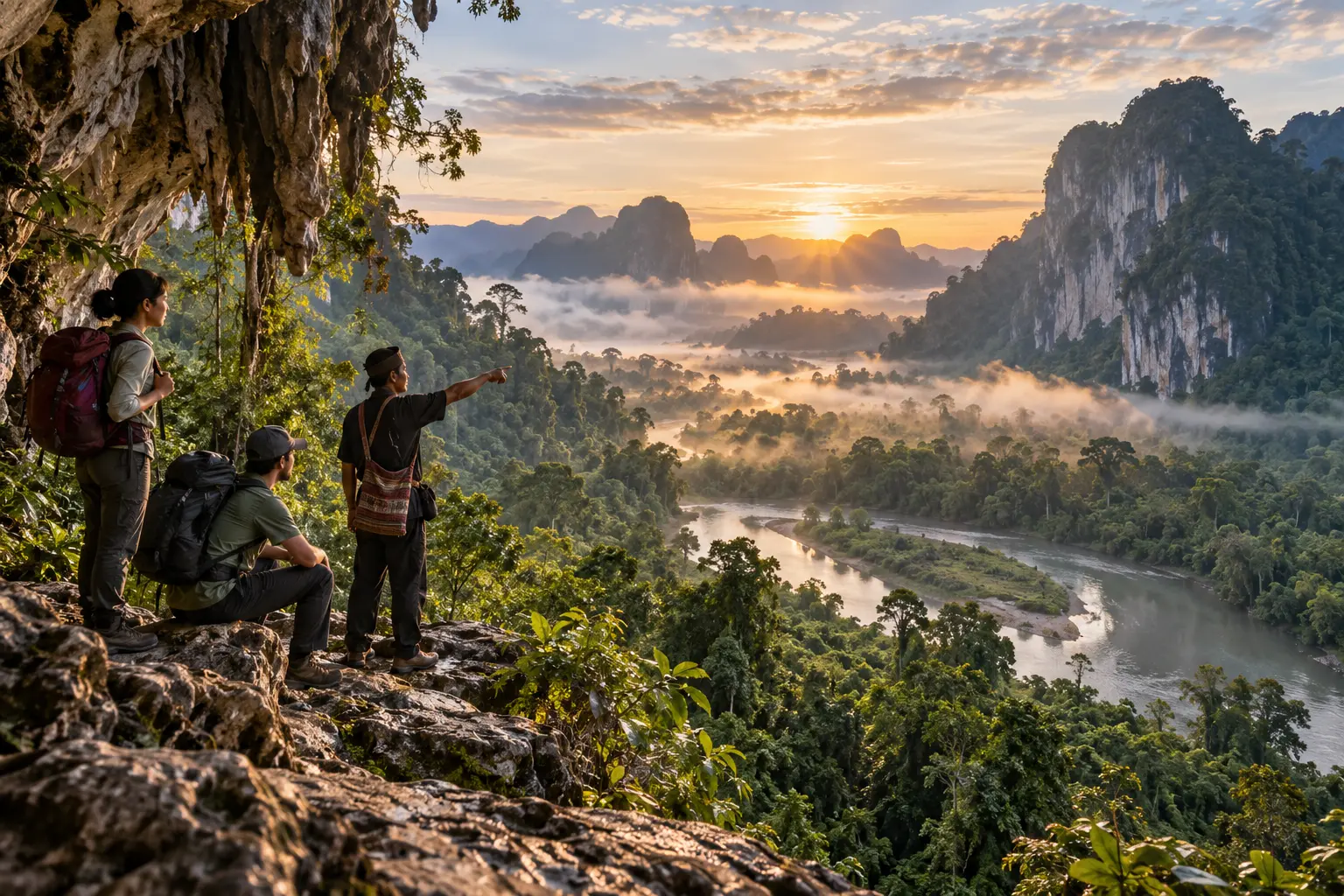 Mountain and rainforest landscape in Malaysian Borneo