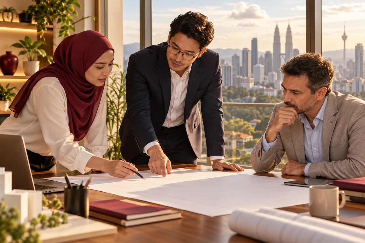Editorial illustration of a project team working through an investment plan