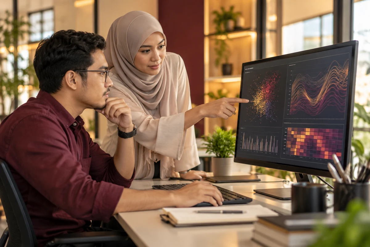 AI editorial illustration of ai in a Malaysian technology setting